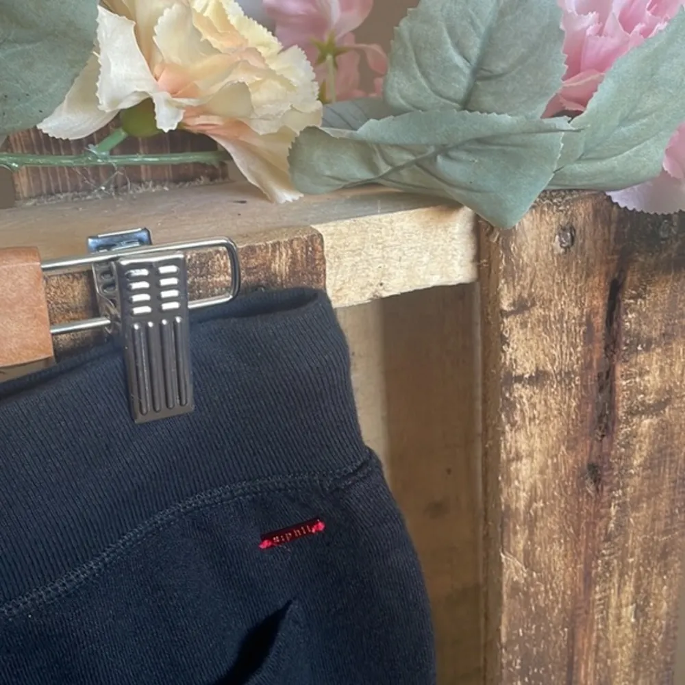 n: philanthropy sweatpants woman’s black distressed pockets cotton blend pant XS - Image 9