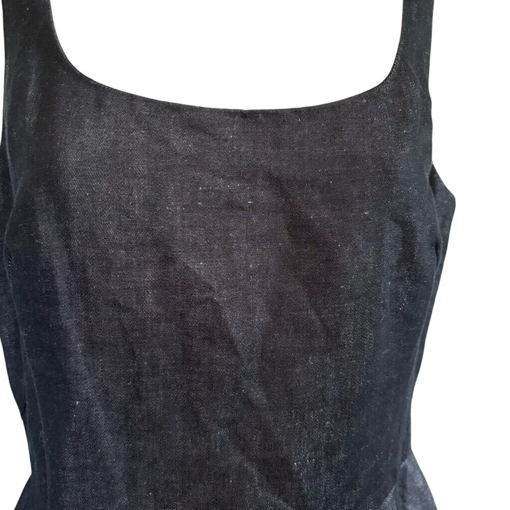 Gap Fit Flare Ballet Tank Dress Size 2‎ Black Gray Linen Colorblock Fairy Grunge - Image 2