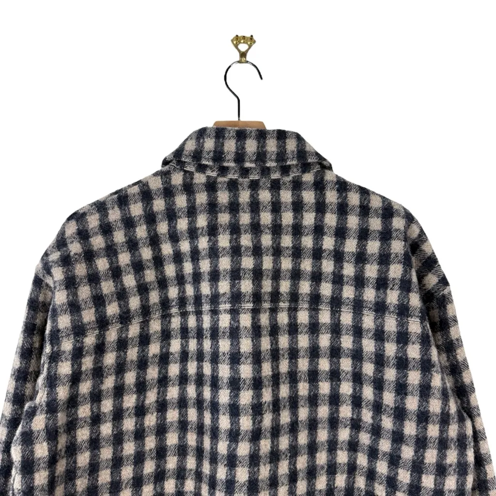 Marc O’Polo Wool Gingham Overshirt Navy Blue Cream Sz 38EU - Image 8