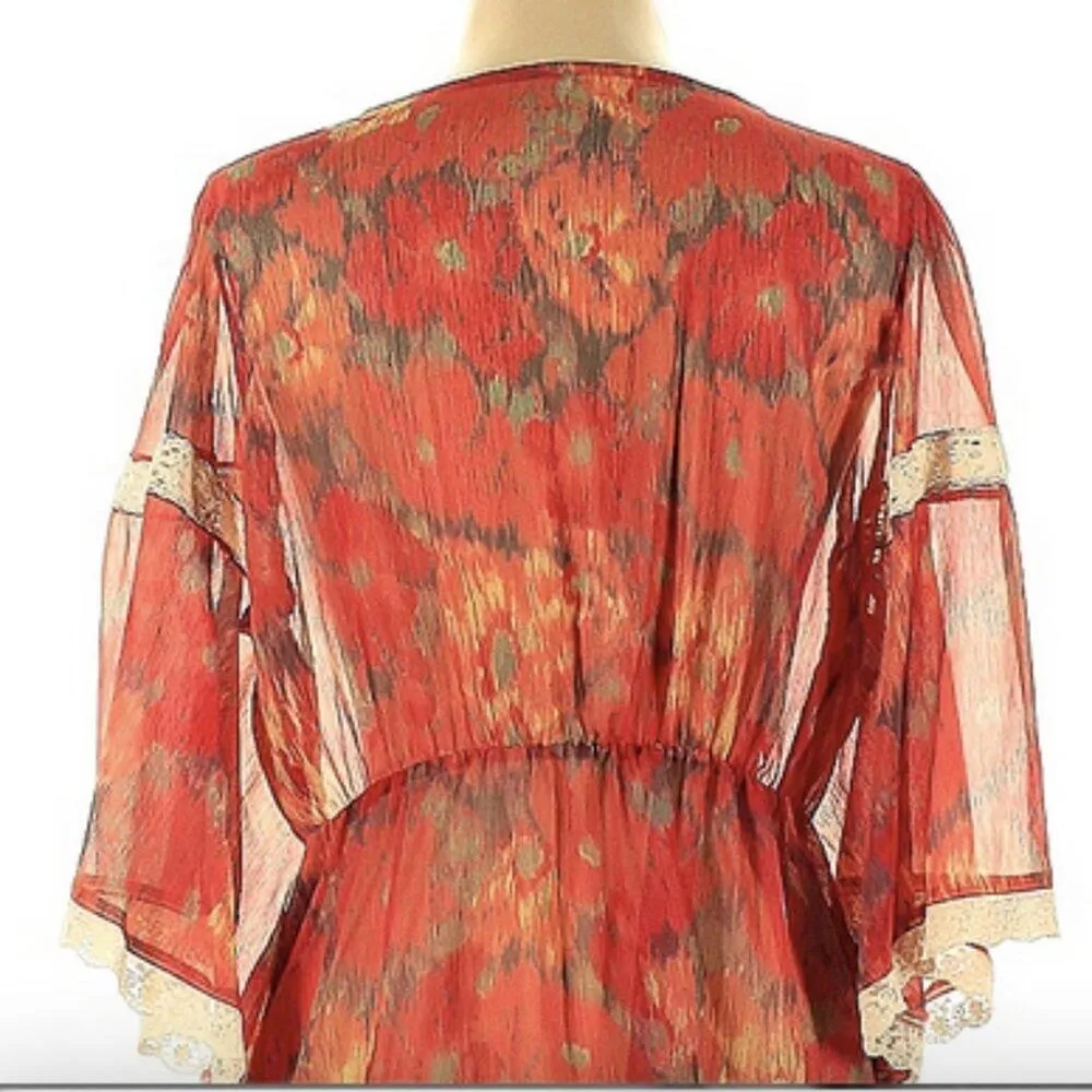 Free People vintage floral blouse red L - Image 3