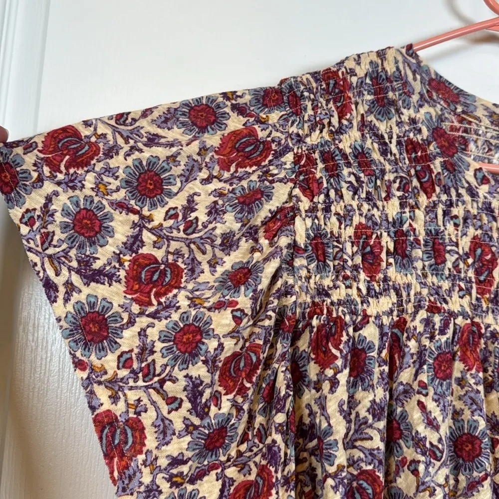 Free People Printed Ruffled Ruched Floral Crop Top Blouse Size Med NWT #1064-OAK - Image 5