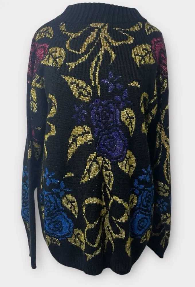 Vintage Vanity Fair 80s Sparkle Chunky Knit Pullover Holiday Sweater Size Small - Image 1