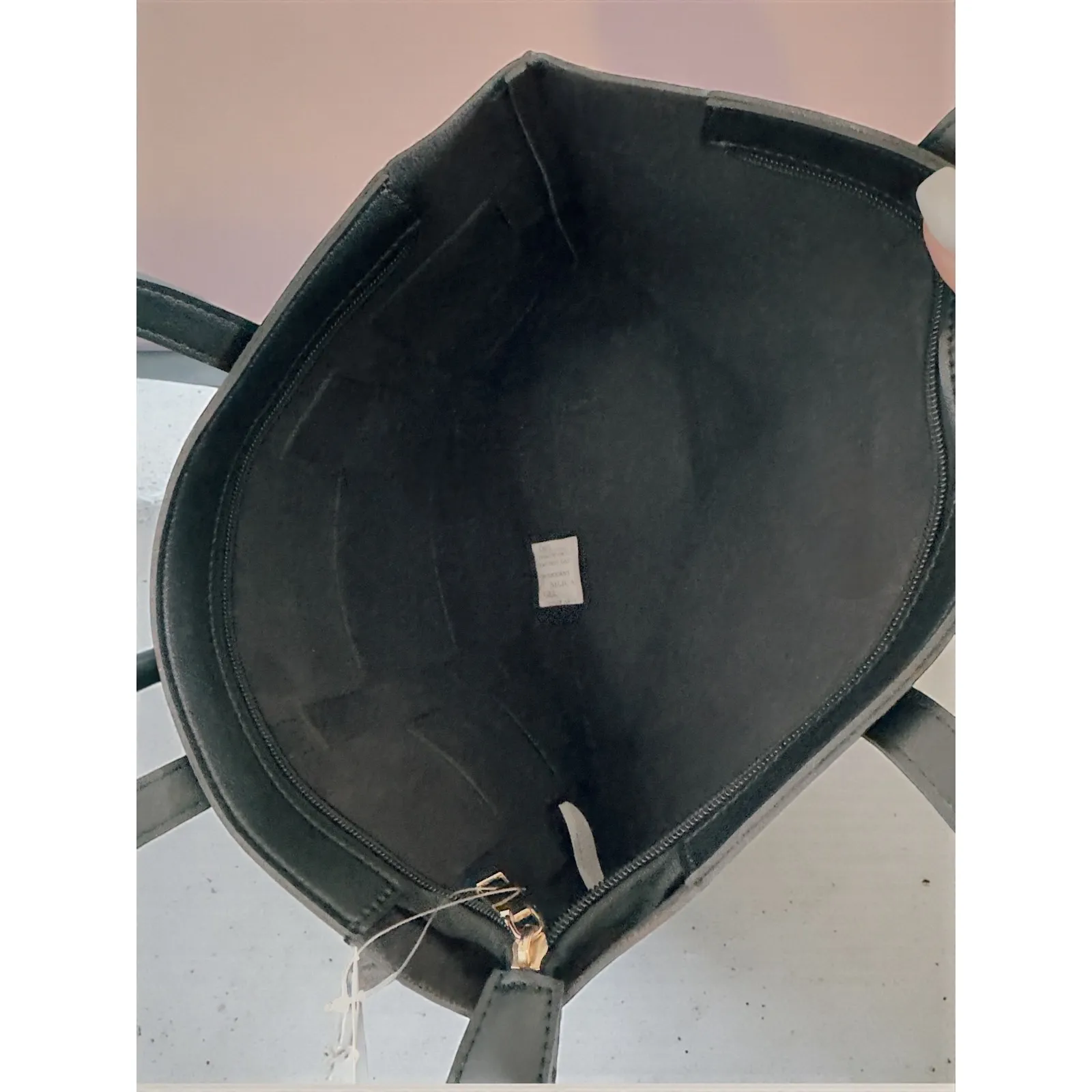 Woven Tote Bag Black Faux Leather Top Handle Bag Everyday Purse - Image 6