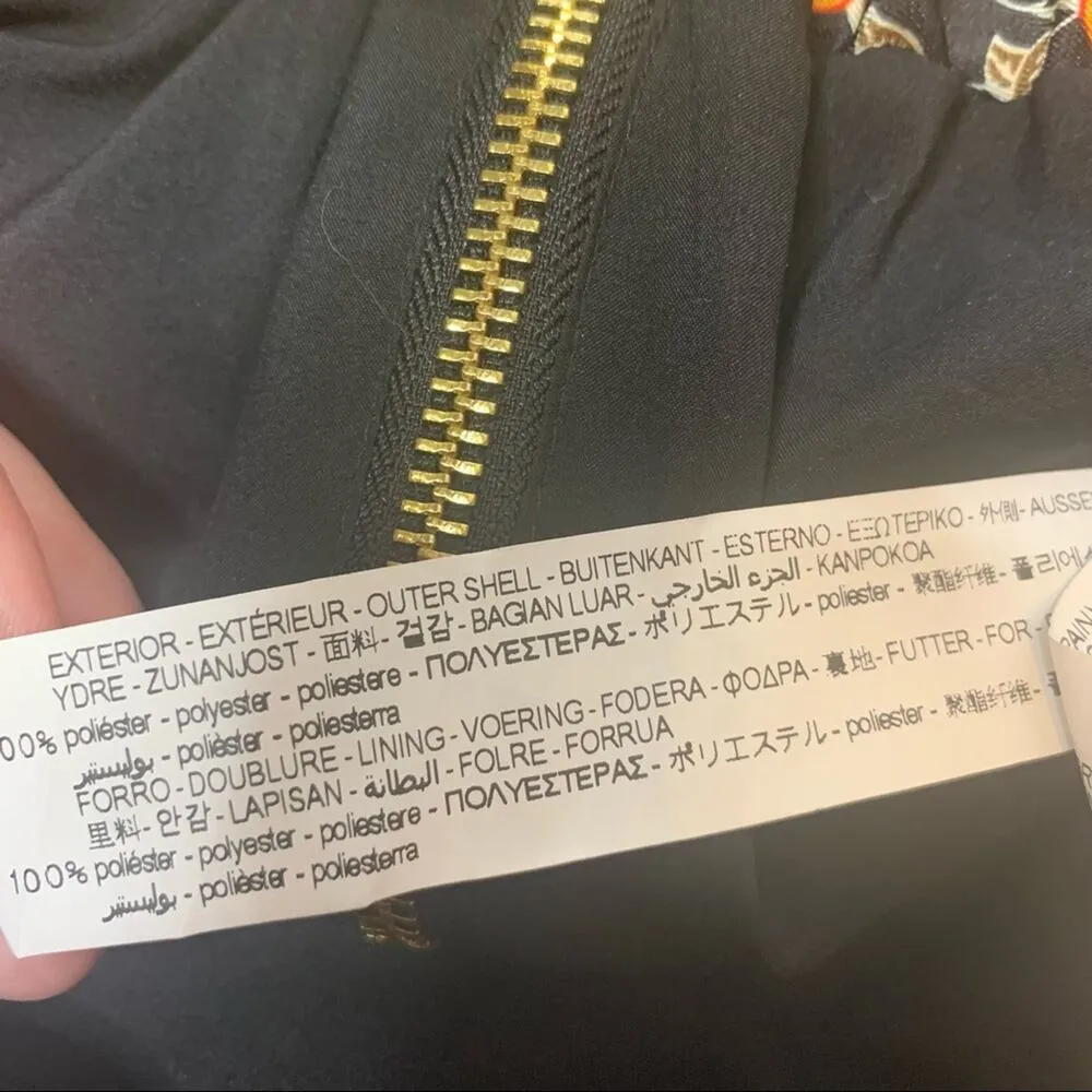 Zara satin scarf mixed print bomber jacket sz XS - Image 4