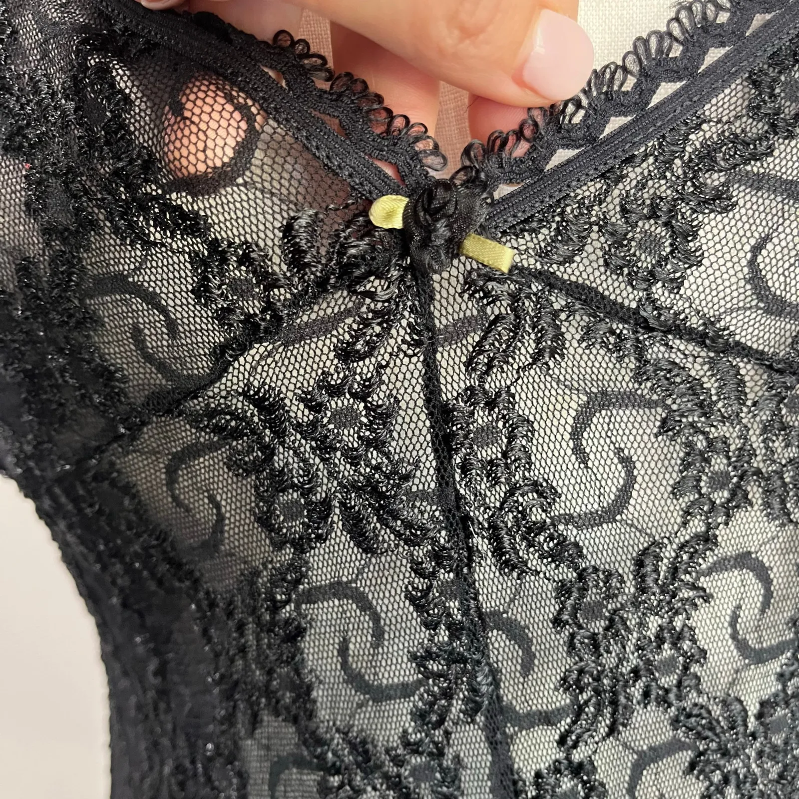 Petra Fashions Black Lace Sheer Romper Nightgown Y2K 90s Lingerie Size L - Image 8