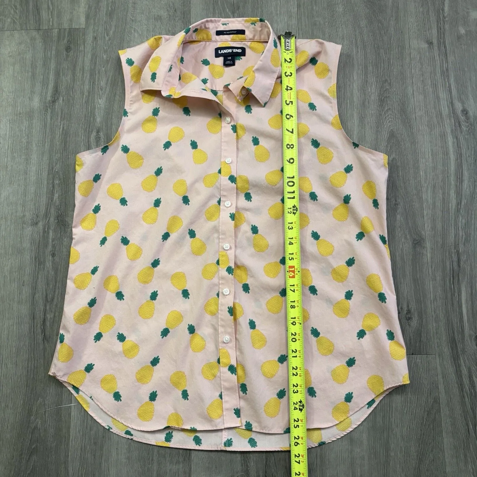 Lands’ End Pineapple Top Tank Blouse Shirt Women’s Size 14 Vacation Sleeveless - Image 5