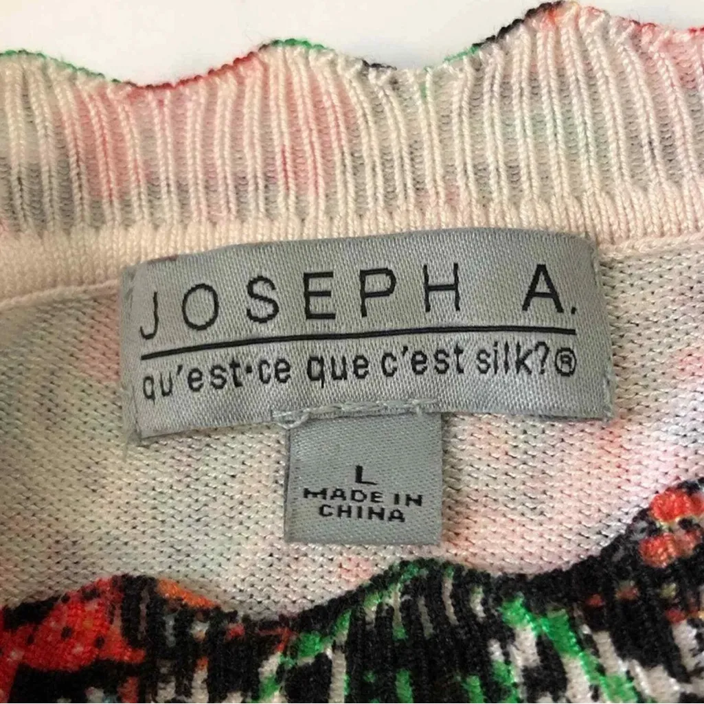 JOSEPH A Rayon Blend Black Red Floral Pullover Knit Top Large Stretch Women EUC - Image 8