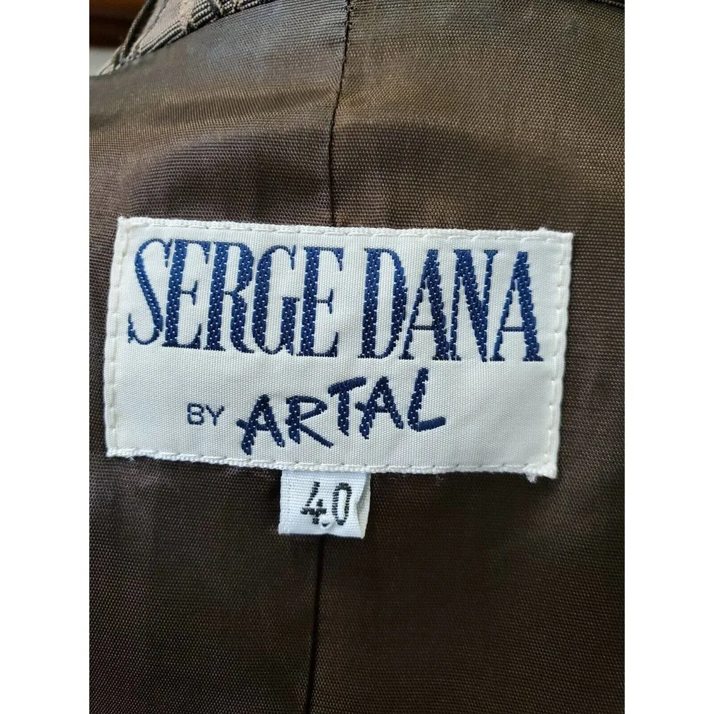 Vintage Serge Dana Brown Polyester Long Sleeve Single Breasted Fitted Blazer 40 - Image 9
