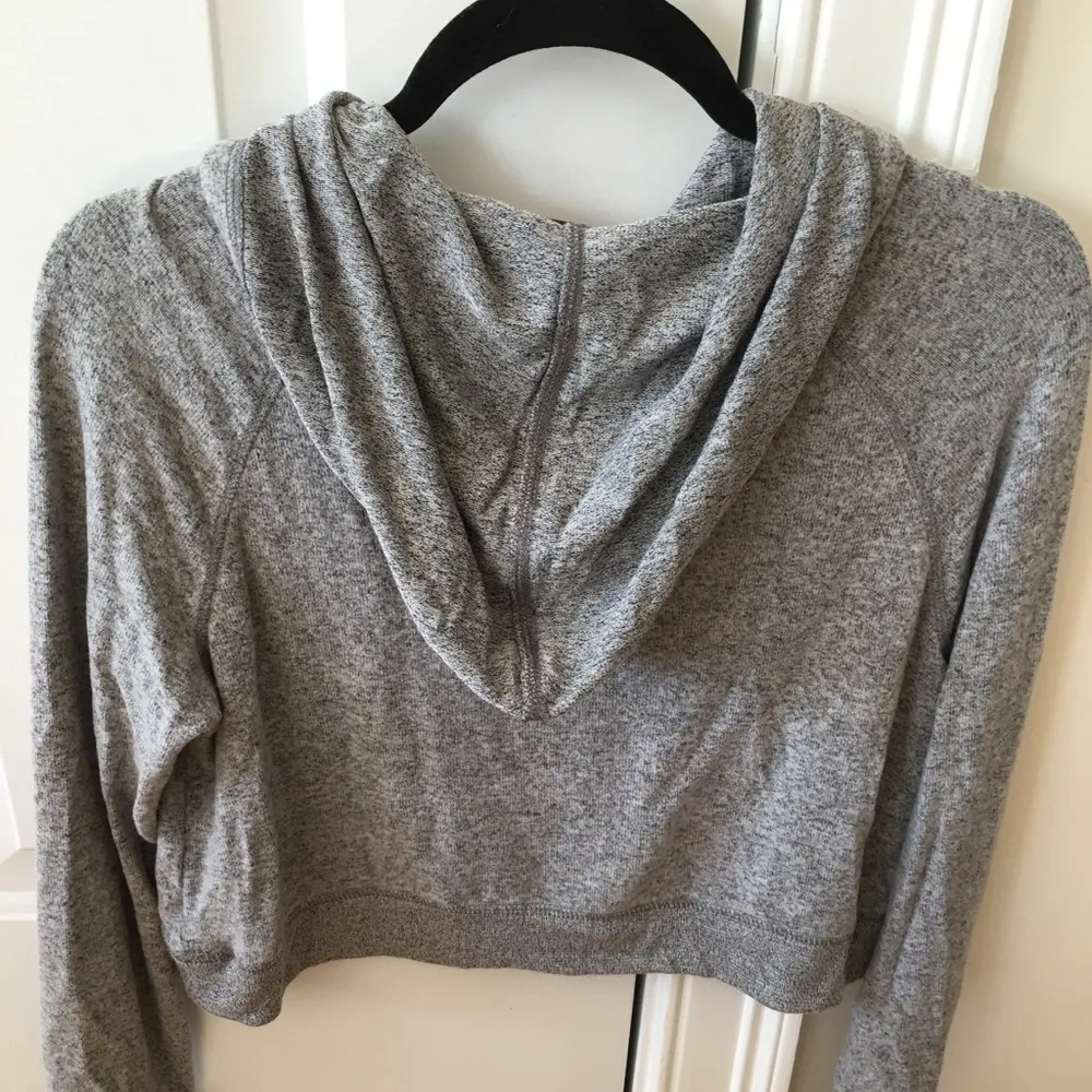 free press Cropped Hoodie, Soft, Cozy, Lightweight, Heather Gray, Size XS - Image 2