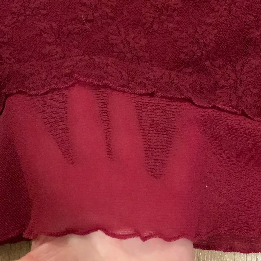 Karen Kane Layered Lace Bell Sleeve Berry Top - Image 4