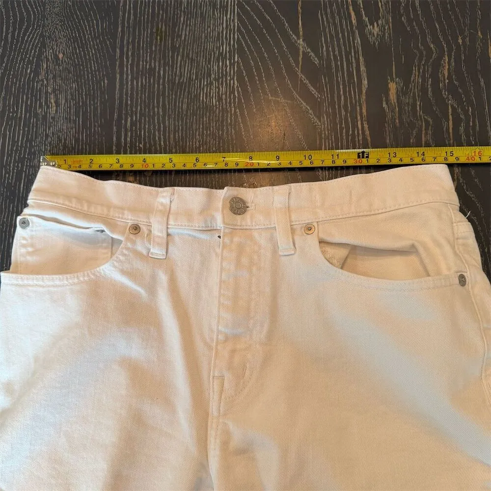 Madewell Women's White Straight Crop Jeans Size 28 Mid Rise Denim - Image 4