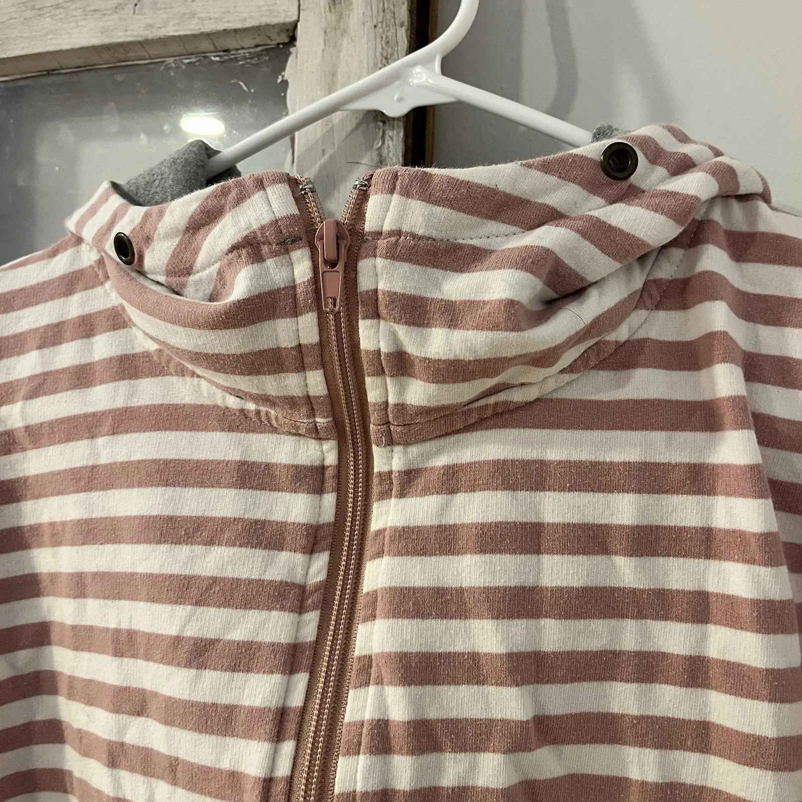 Ampersand Avenue Pink Stripe Thumb hole Casual Hooded Sweatshirt Size Women's M Size M - Image 7