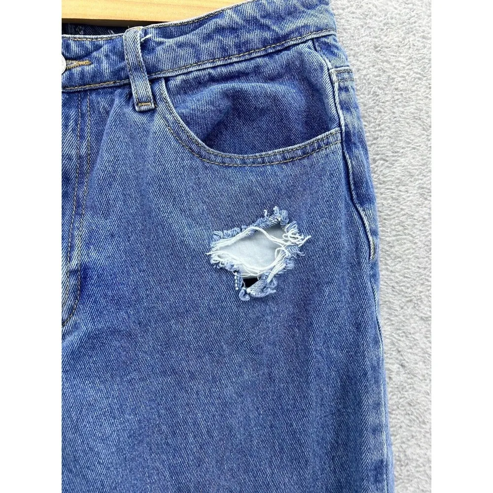 Missguided Women's Blue Denim Jeans Tall Size 6L Distressed Medium Wash - Image 7