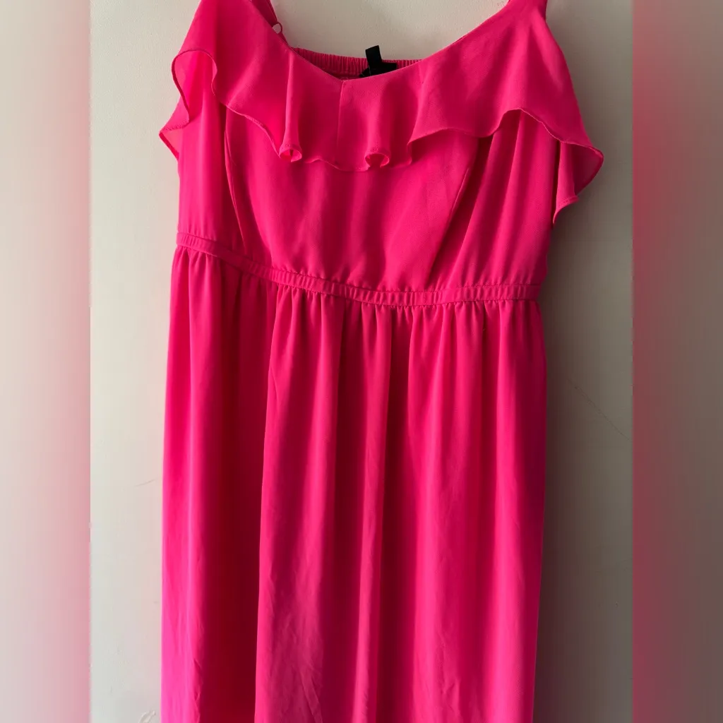 Torrid Hot Pink Mini Chiffon Ruffle Skater Dress - Image 3