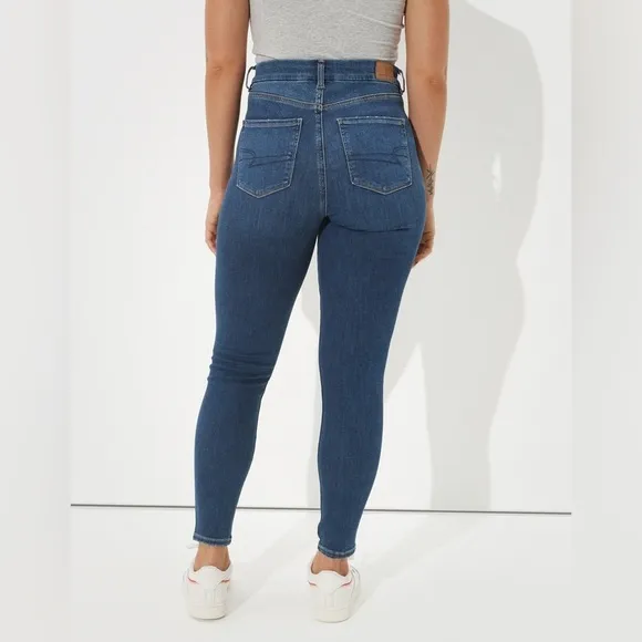 American Eagle Curvy High Rise Jeggings Sz 12 SHORT Medium Wash Stretch Denim - Image 2