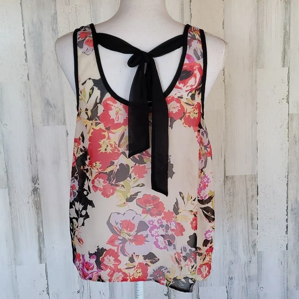 Vintage 90s, Y2K | Wet Seal | Sheer floral blouse with tie in back | Siz… - Image 4