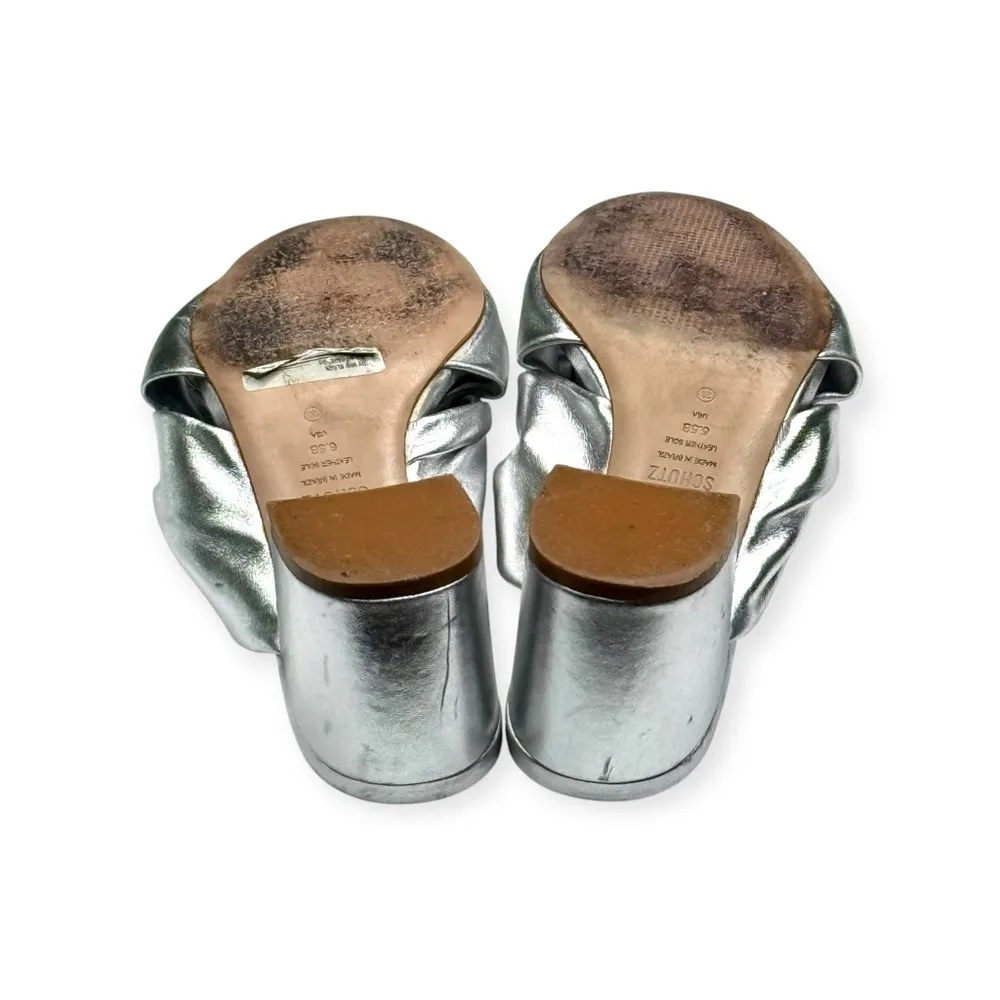 Schutz x Anthropologie ༄ Mindy Mid Block Heels ༄ Metallic Silver Leather ༄ 6.5M - Image 14