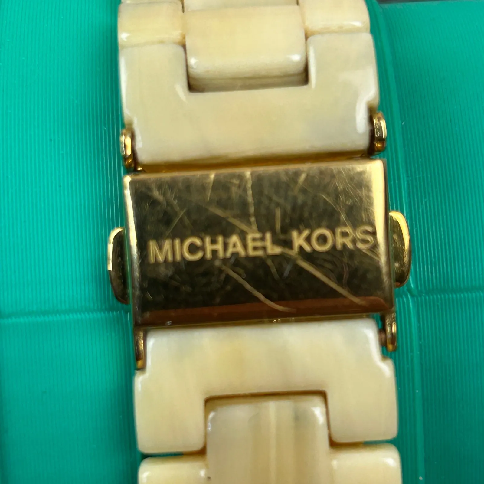 Michael Kors Women's Gold Tone Mother of Pearl Crystal Chronograph Watch MK5039 - Image 3