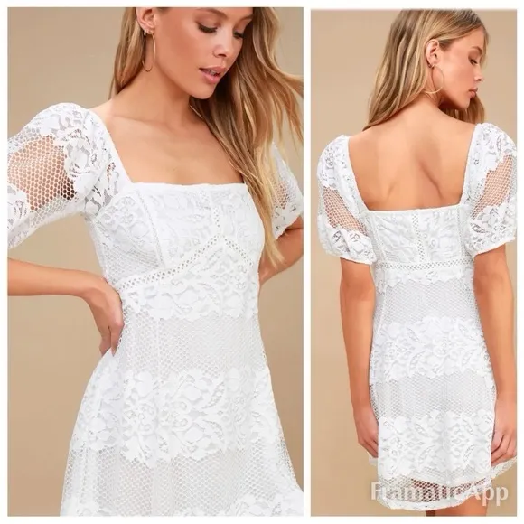 Free People Be Your Baby Lace Mini Dress in Ivory Size XS‎ - Image 2