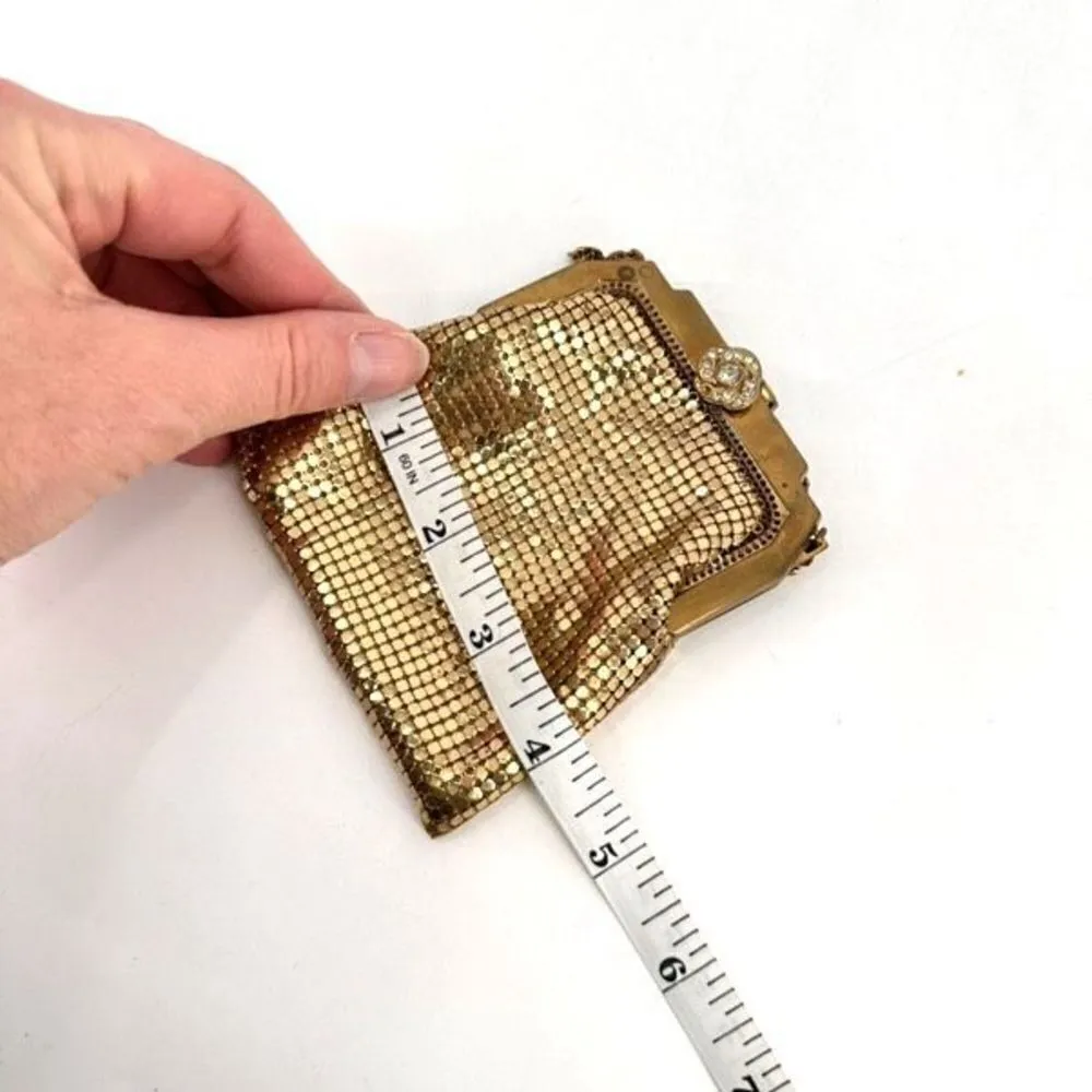 Vintage Whiting & Davis Purse Antique Rhinestone Jeweled Gold Mesh Purse Handbag - Image 4