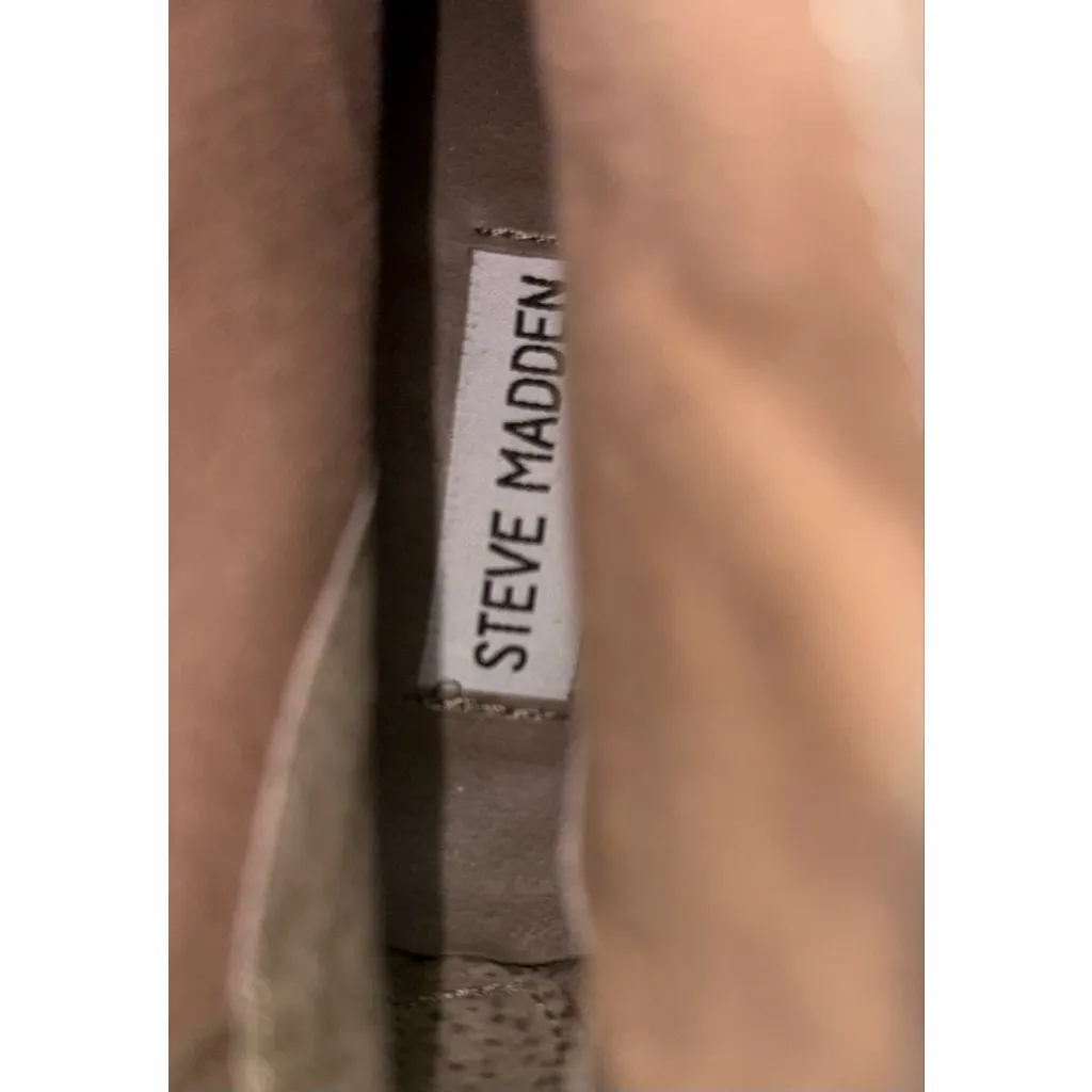 Steve Madden ankle cowboy boots genuine suede leather beige boho fringes sz 10 B - Image 9