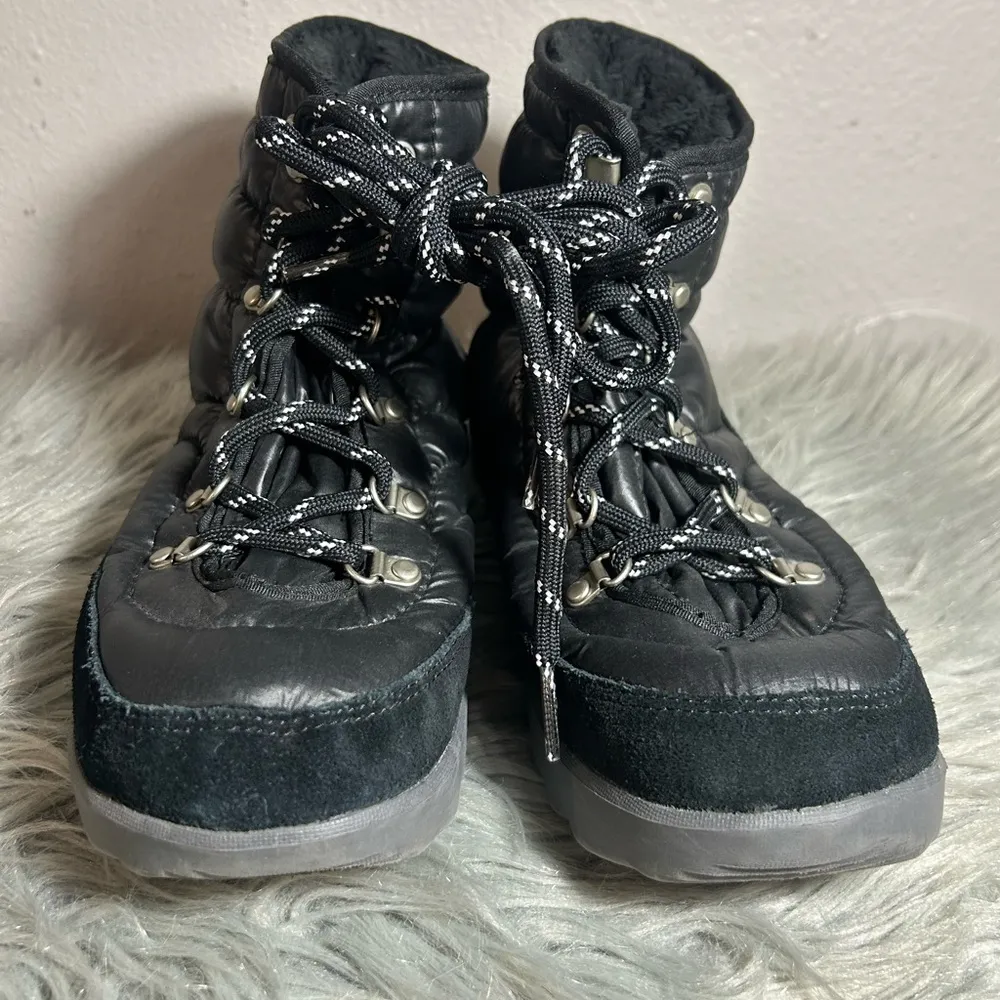 The North Face Thermo Ball Lace Waterproof Black Black Pink Winter Boots Size 9 - Image 2