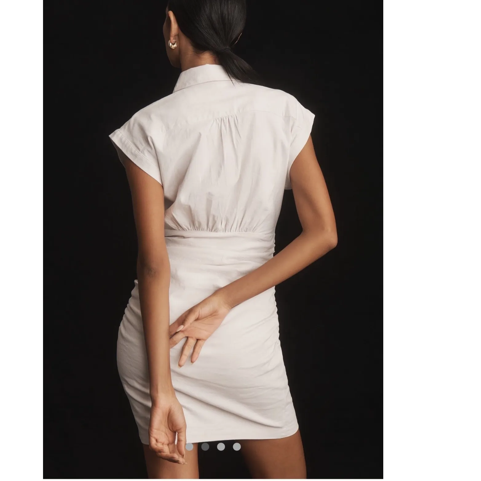 Anthropologie Cap sleeve collared Linen Blend Mini Dress White Size 1X new - Image 3