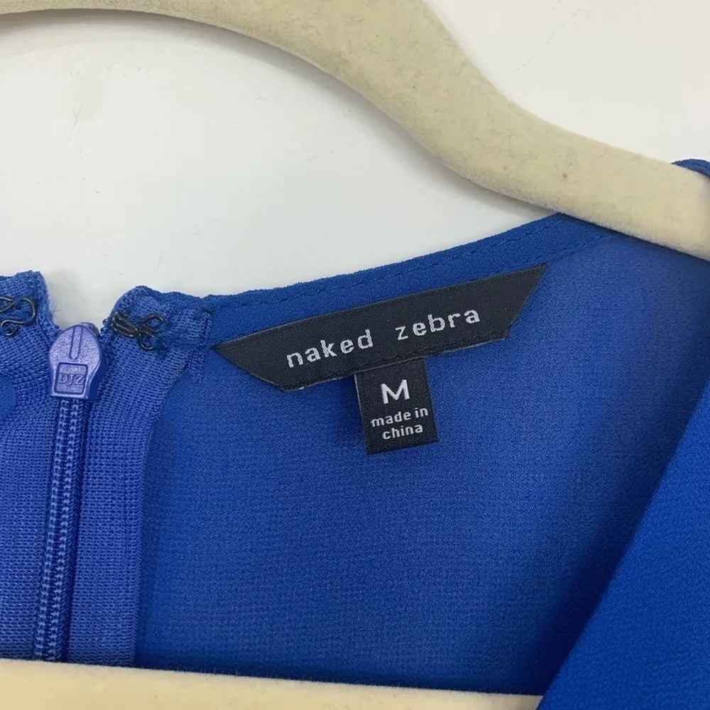 Naked Zebra Royal Blue Chiffon Sleeveless Blouse Medium - Image 2
