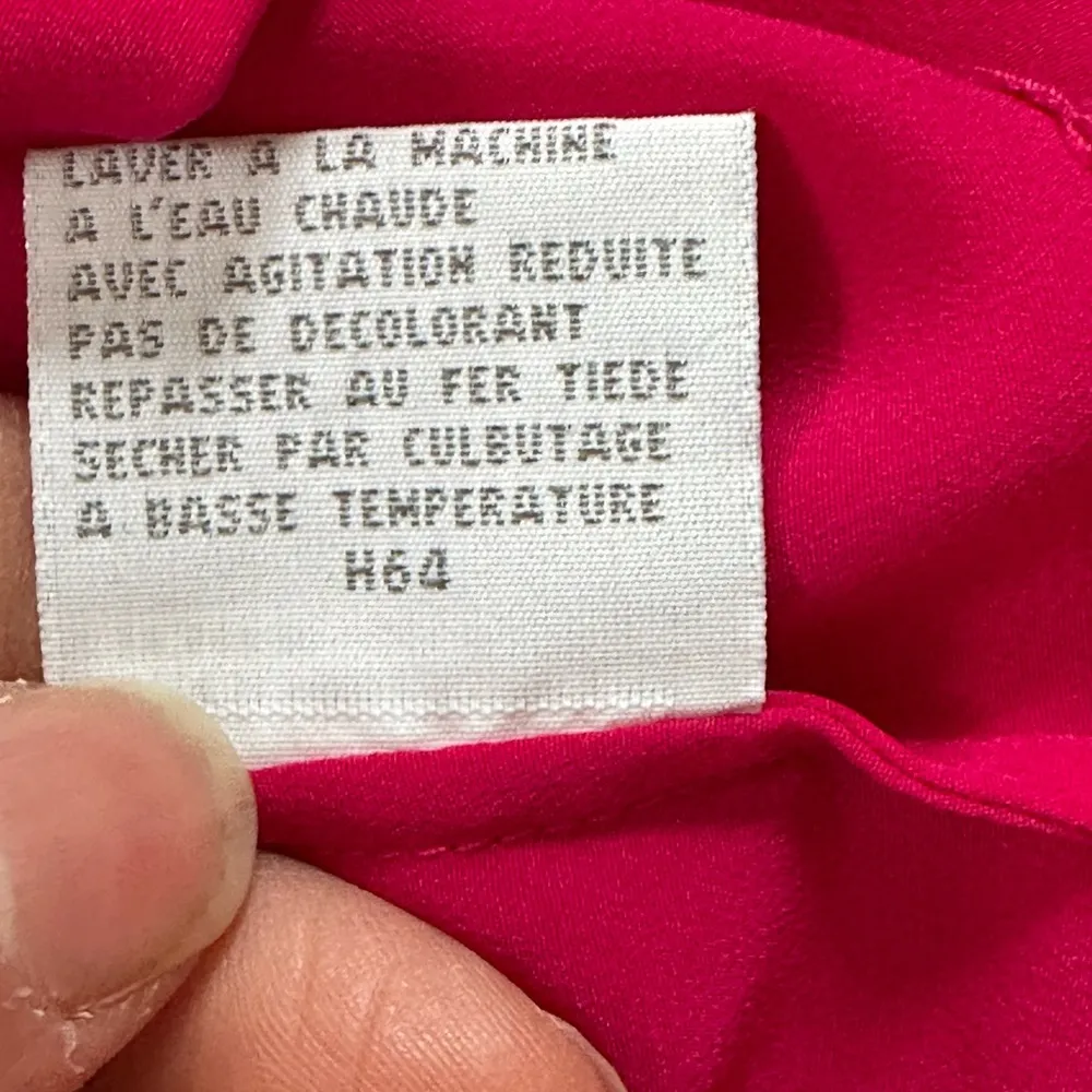 Liz Claiborne Blouse LS Hot Pink Pleated Front No Collar Hidden Buttons … - Image 10