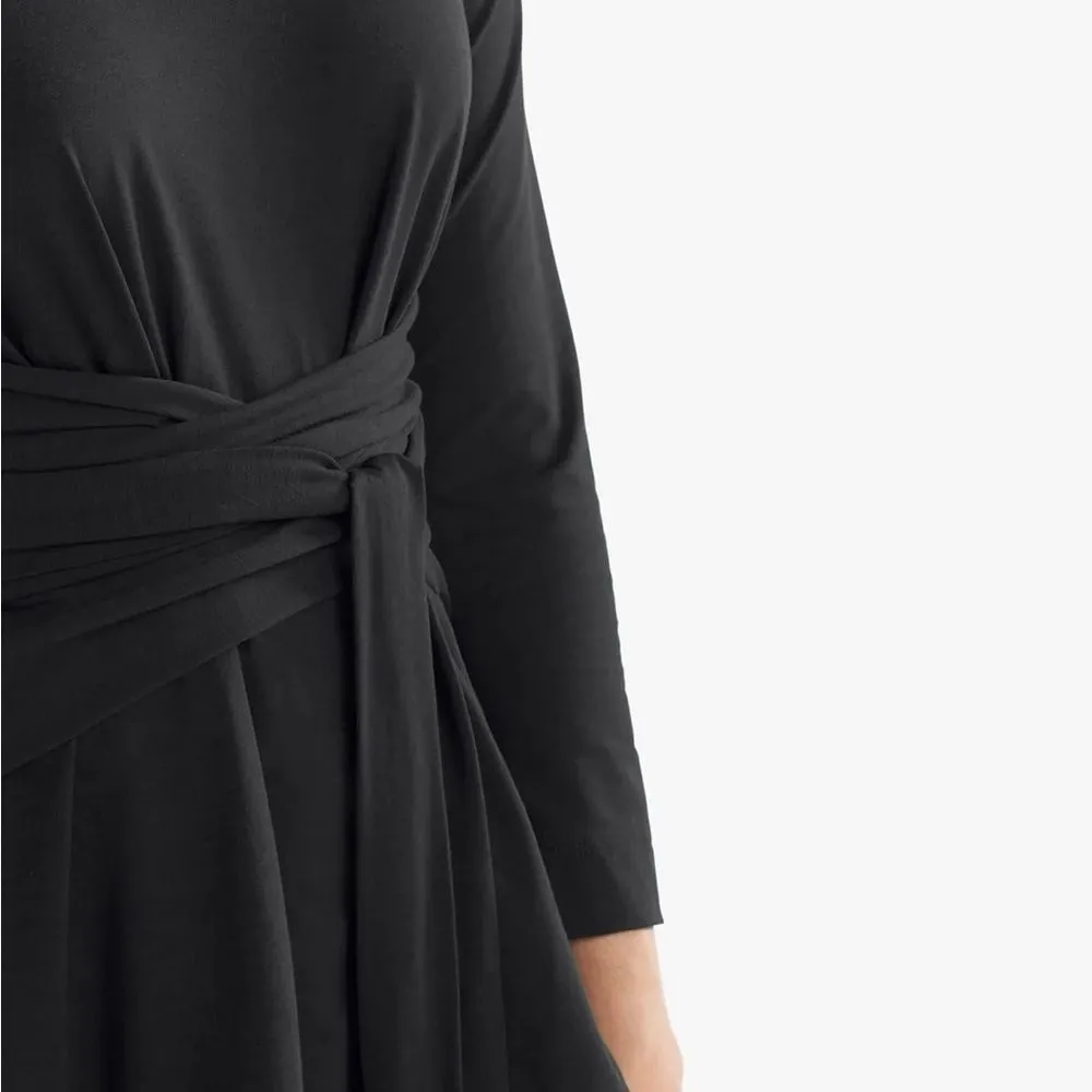 MM Lafleur Walker Top Black Silk Blend Knit Crepe Waist Tie Blouse M - Image 5