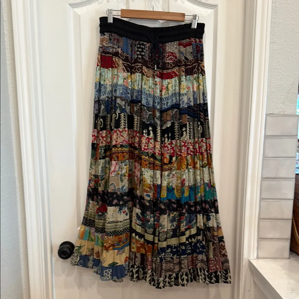 Vintage patchwork floral mixed print midi skirt ONE SIZE Black Size undefined - Image 3