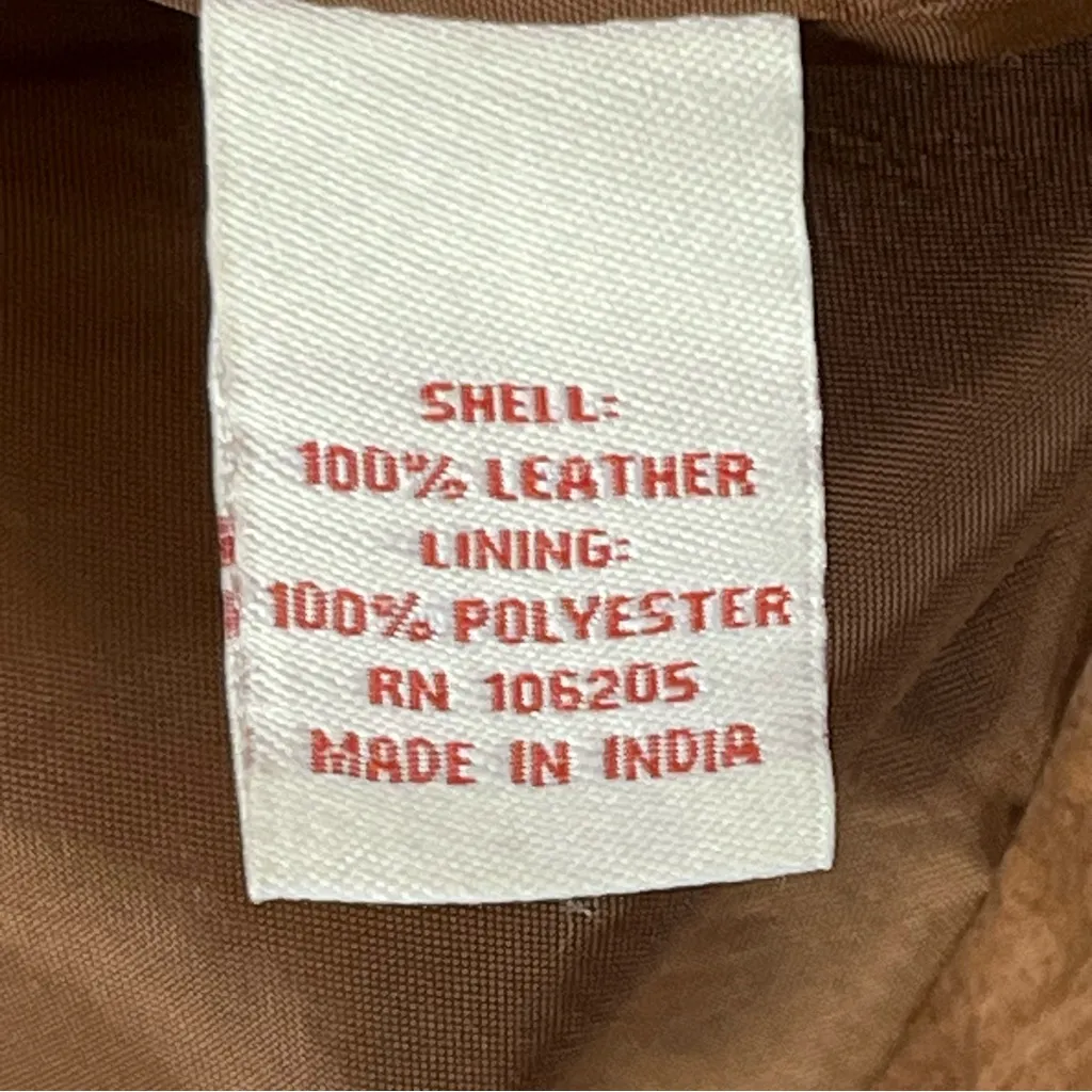 SUNDANCE 100% Leather Brown Ridge Rider Button Pockets Lined Jacket Medium - Image 4