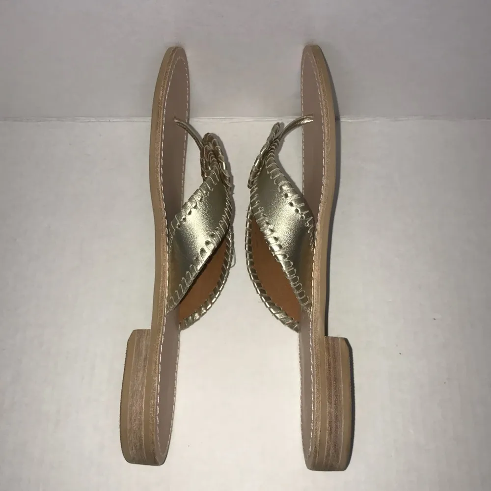 Jack Rogers RO Sandals Platinum (Gold-Silver) Whipstitch Flip Flop Sz 9.5 NWOT - Image 7
