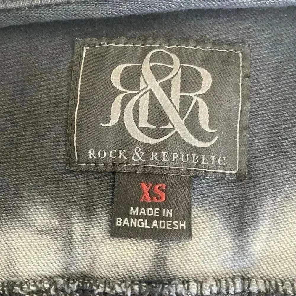 Rock‎ & Republic Gunshow Vest Women's Size XS Black Denim Studs Biker Punk NWT - Image 10