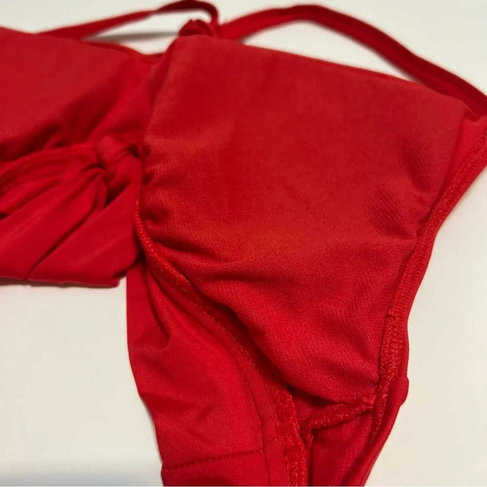 Kona Sol Tie Front Bikini Top Red NWOT S - Image 6