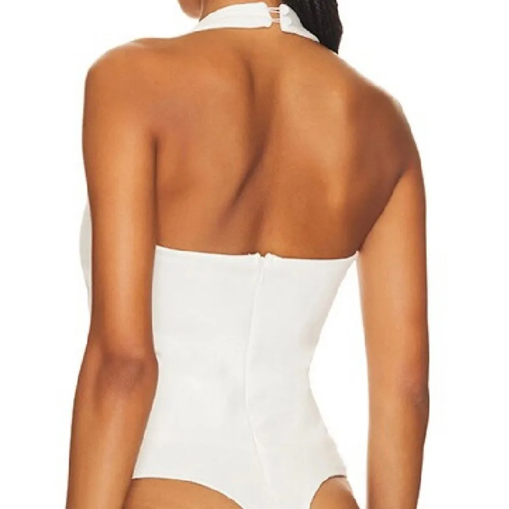 Superdown NWT Reece Halter Bodysuit White - Image 2
