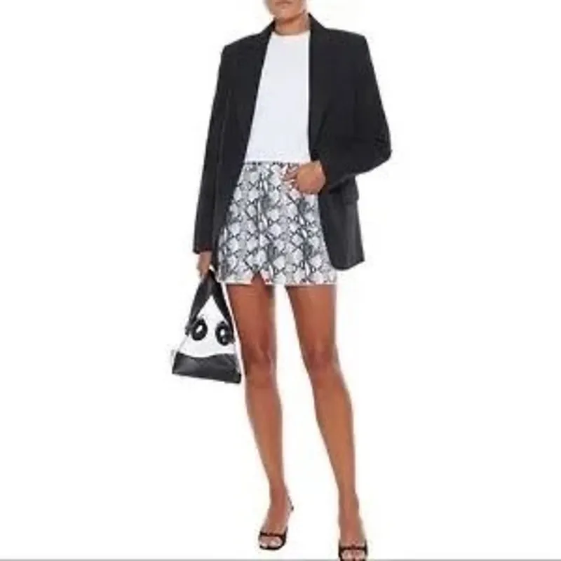 frame denim FRAME Le Mini Split Front Python-Print‎ Skirt Size 4 New with Tags - Image 3