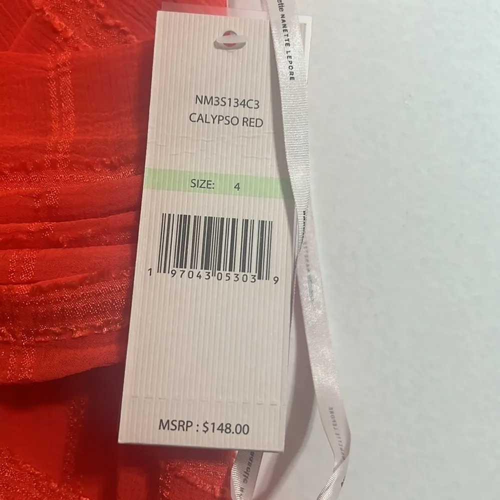 NEW $138 Nanette Lepore Vneck Calypso red Midi Dress Sz 4 - Image 6