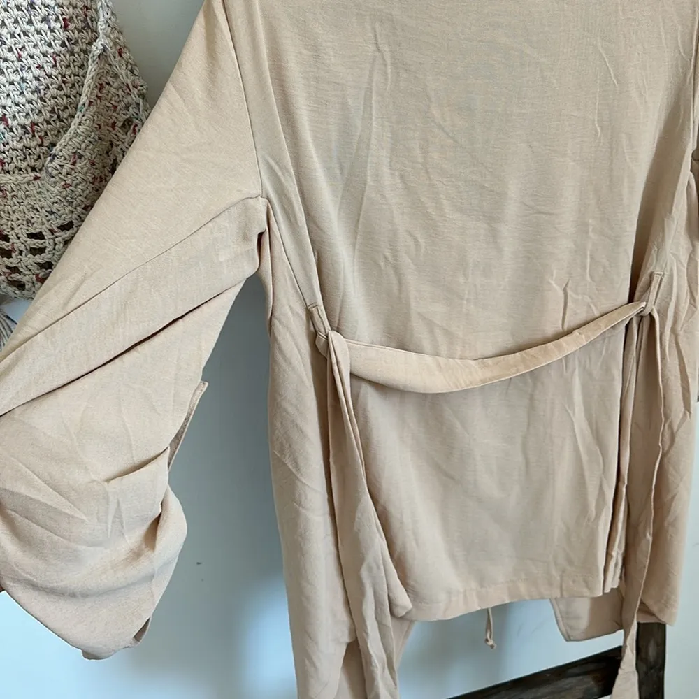 Tie-Waist Trench Coat Beige Brown Light / Size M - Image 8