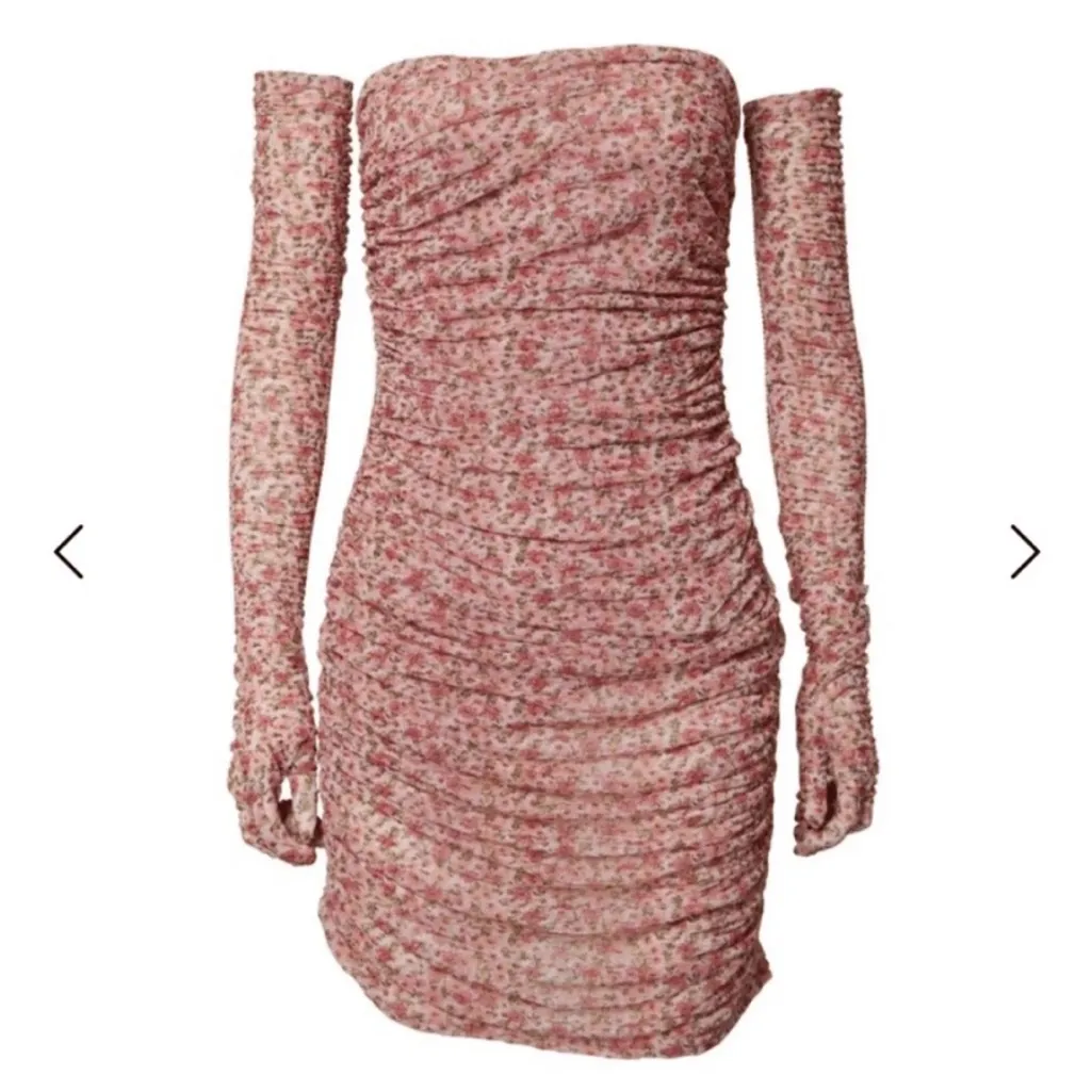 NWOT MISCREANTS Cupid Ruched Mini Dress in Dusty Rose Ditsy Floral, UK10 (US6) Pink Size 6 - Image 2