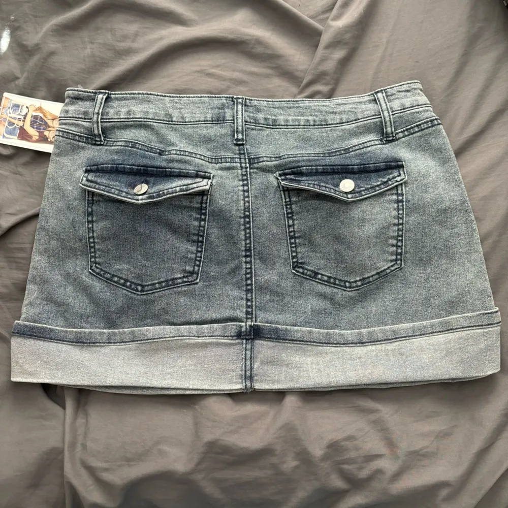 Foldover Jean Mini Skirt - Image 3