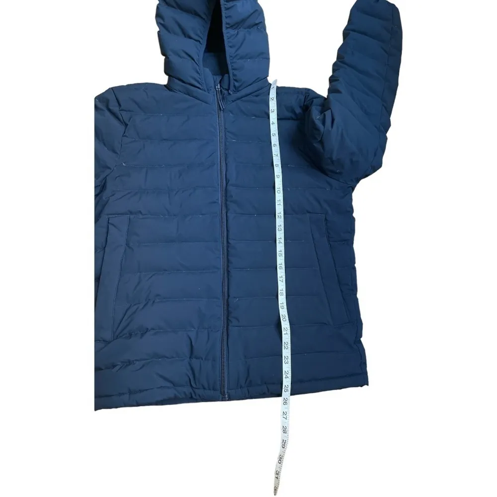 Abercrombie & Fitch Blue Down Puffer Coat Jacket Hooded Lightweight Stretch S - Image 5