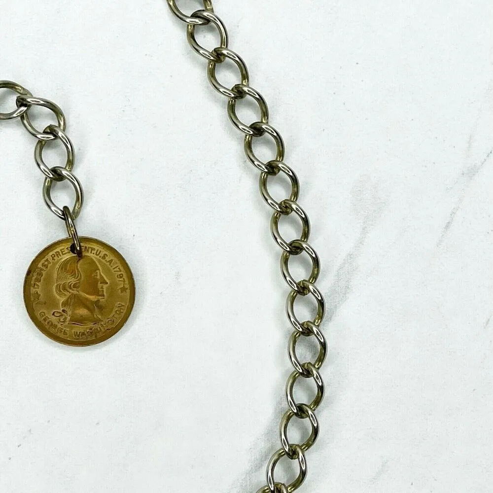 George Washington Coin Metal Chain Link Belt Size XS Small S - Image 5