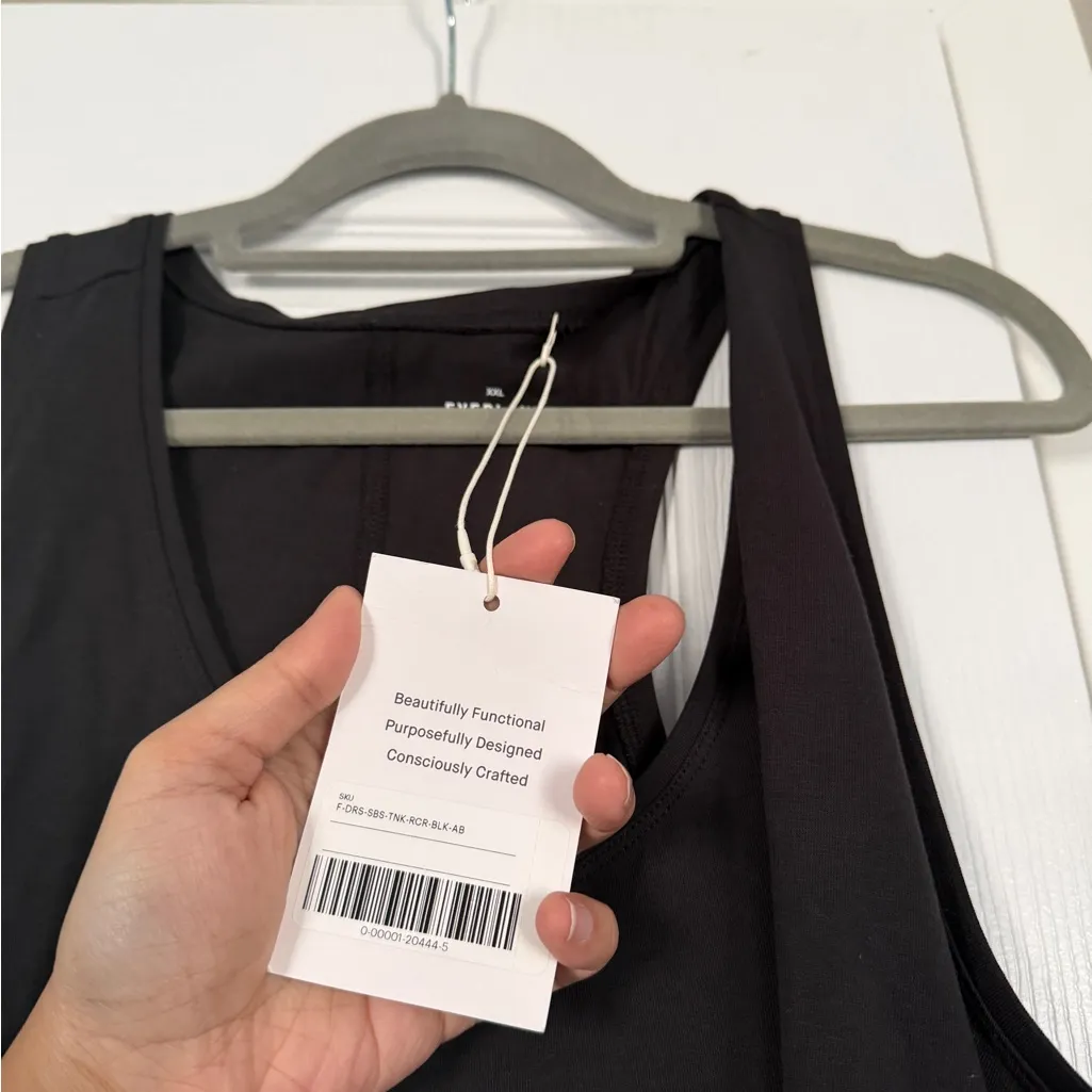Everlane Black Tank Maxi Dres Stretchy Waist Maternity Pregnancy Friendly NWT - Image 5