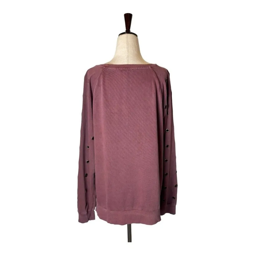 Joe's Jeans Collection Sweatshirt Women Small Mauve Purple Izzy Grommet Pullover - Image 3