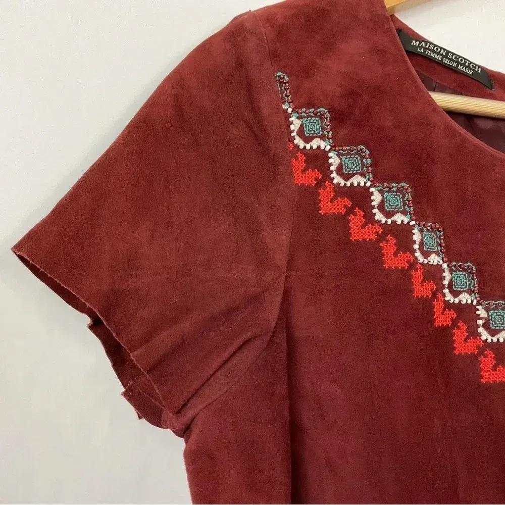 Maison Scotch La Femme Selon Marie Goat Suede Beaded Shirt Size‎ P’tite - Image 2