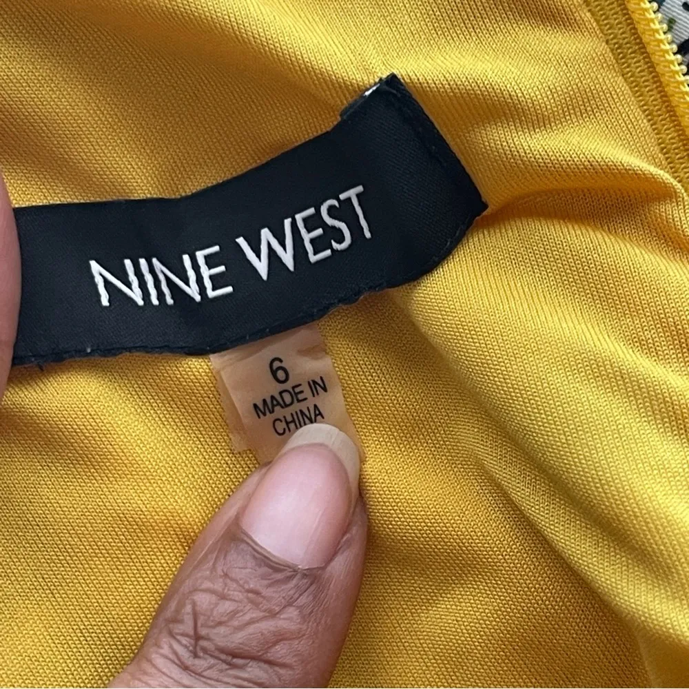 NINE WEST | Yellow Floral Fit & Flare Cocktail Dress Sz 6 - Image 7