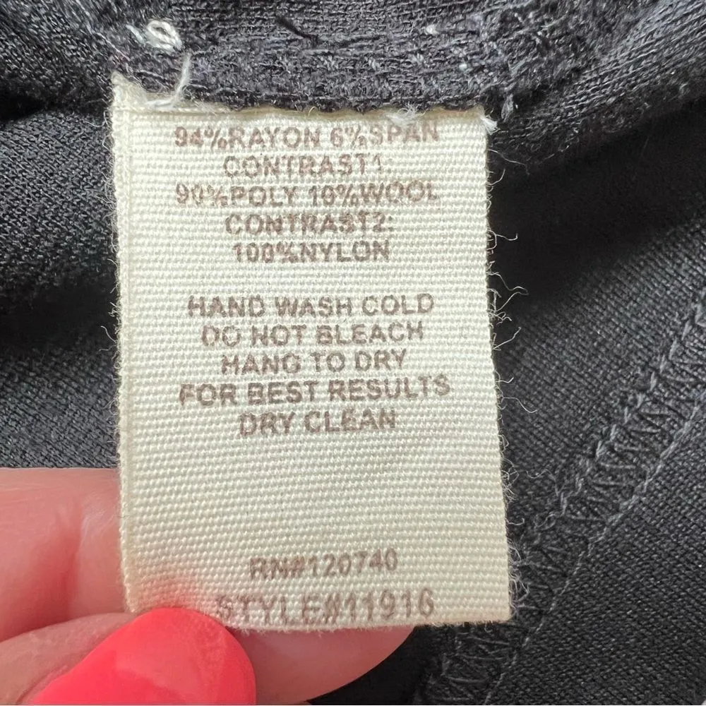 Mystree Elegant Black and Gray Lace Panel Knit Dress Cap Sleeve Large - Image 8