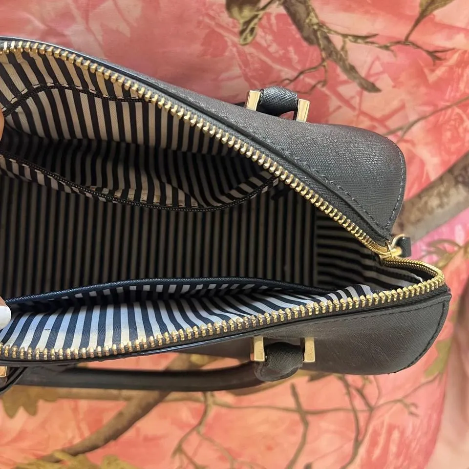 cameron st large lane satchel round leather tote bag black - Image 7