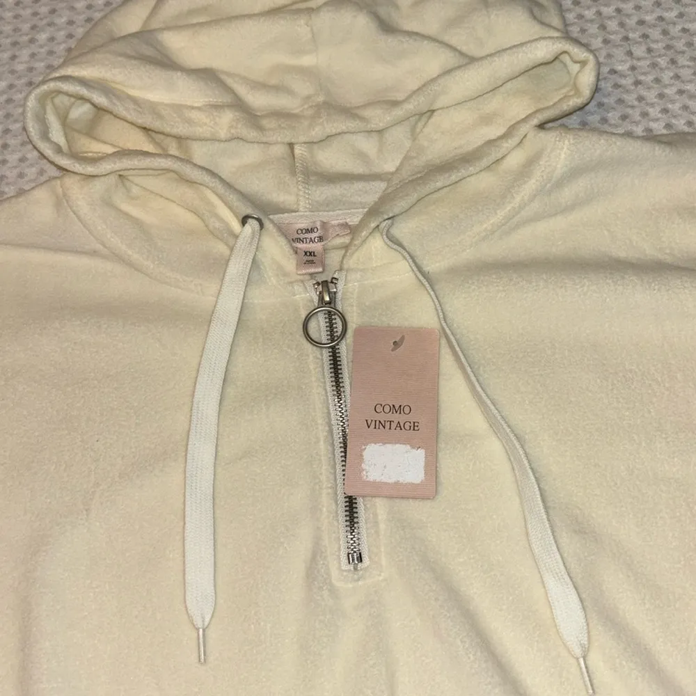 NEW!  Fleece Hoodie Sweatshirt Size XXL Ivory Pink Purple Geometric - Image 5